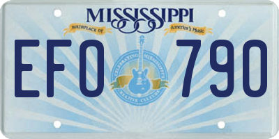 MS license plate EFO790