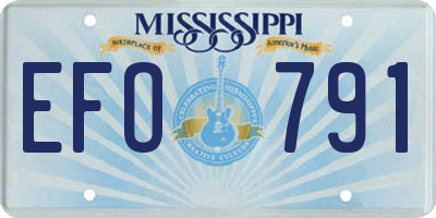MS license plate EFO791