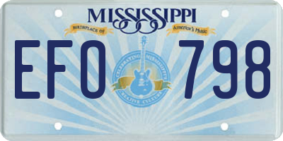MS license plate EFO798