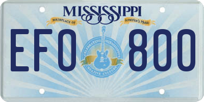 MS license plate EFO800