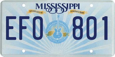 MS license plate EFO801
