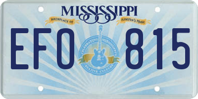 MS license plate EFO815