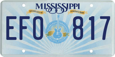 MS license plate EFO817