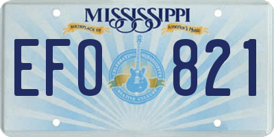 MS license plate EFO821
