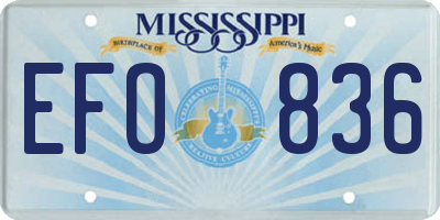 MS license plate EFO836