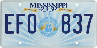 MS license plate EFO837