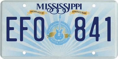 MS license plate EFO841