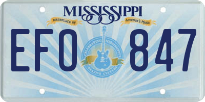 MS license plate EFO847