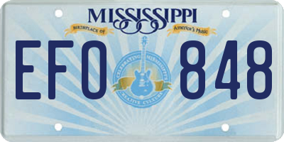 MS license plate EFO848
