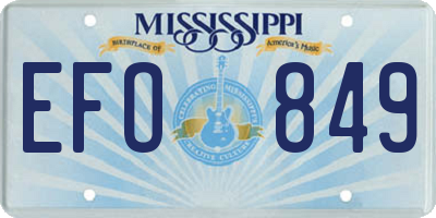 MS license plate EFO849