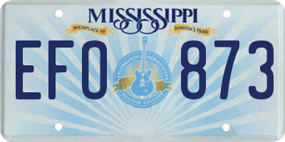 MS license plate EFO873