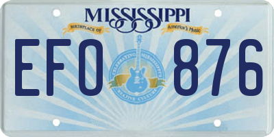 MS license plate EFO876