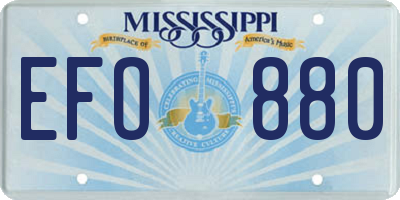 MS license plate EFO880