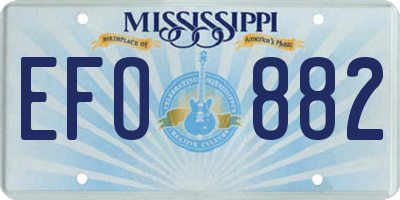 MS license plate EFO882