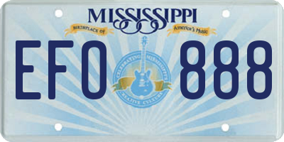 MS license plate EFO888