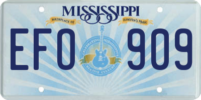 MS license plate EFO909