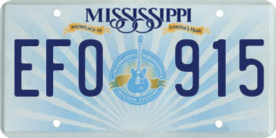 MS license plate EFO915