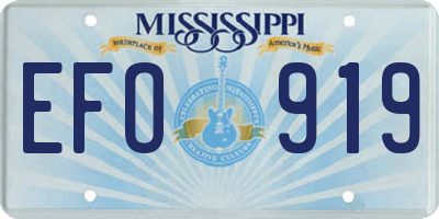 MS license plate EFO919