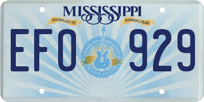 MS license plate EFO929