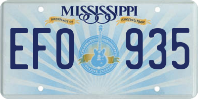 MS license plate EFO935