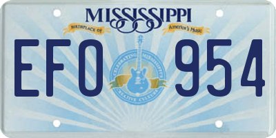 MS license plate EFO954