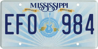 MS license plate EFO984