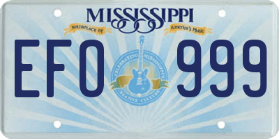 MS license plate EFO999