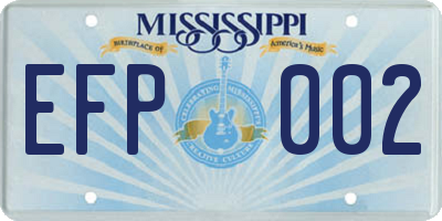 MS license plate EFP002