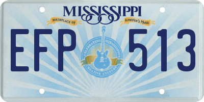 MS license plate EFP513