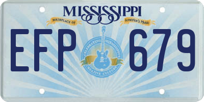 MS license plate EFP679
