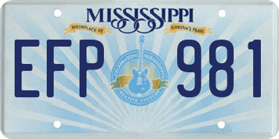 MS license plate EFP981