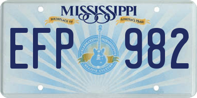 MS license plate EFP982