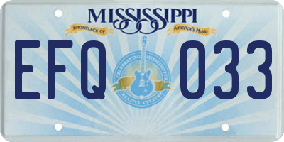 MS license plate EFQ033