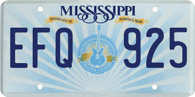 MS license plate EFQ925