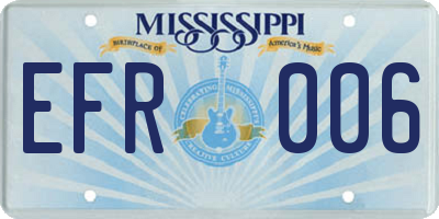 MS license plate EFR006
