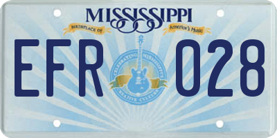 MS license plate EFR028