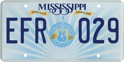 MS license plate EFR029