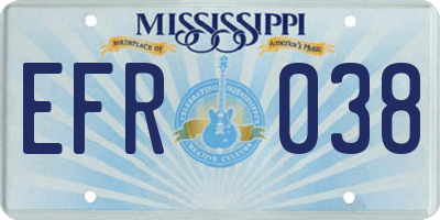 MS license plate EFR038