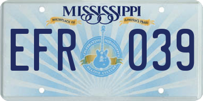 MS license plate EFR039