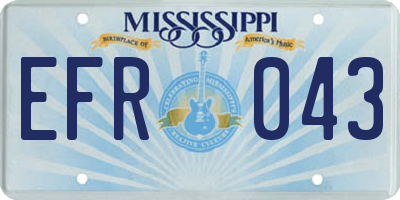 MS license plate EFR043