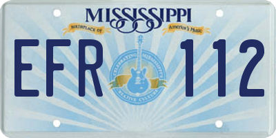 MS license plate EFR112