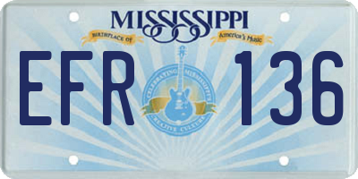 MS license plate EFR136