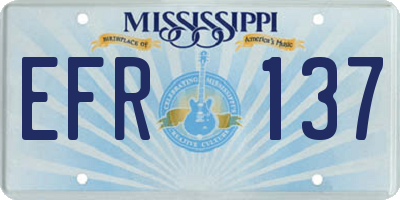 MS license plate EFR137