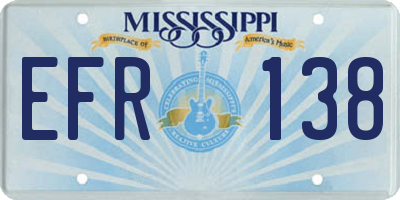 MS license plate EFR138