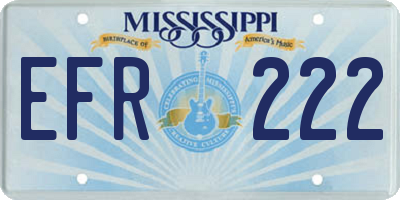 MS license plate EFR222