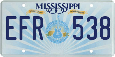 MS license plate EFR538
