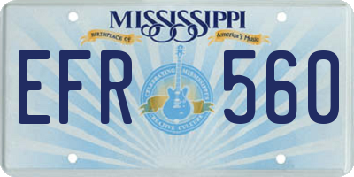 MS license plate EFR560