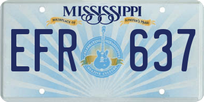 MS license plate EFR637