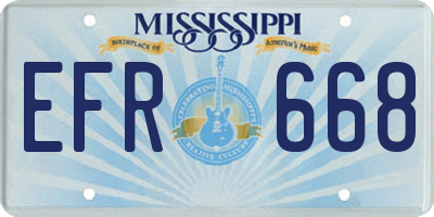 MS license plate EFR668