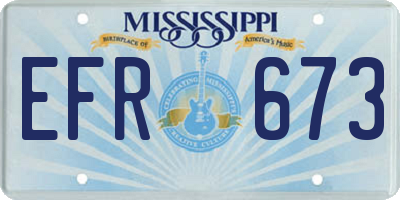 MS license plate EFR673